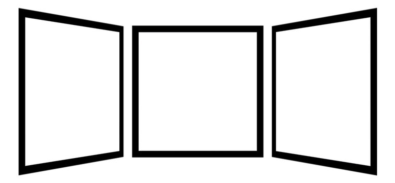 Blank Tri-Fold Brochure Outline with Three Vertical Panels