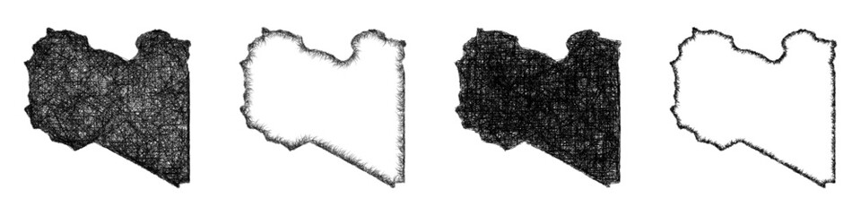Sketch Libya map design set