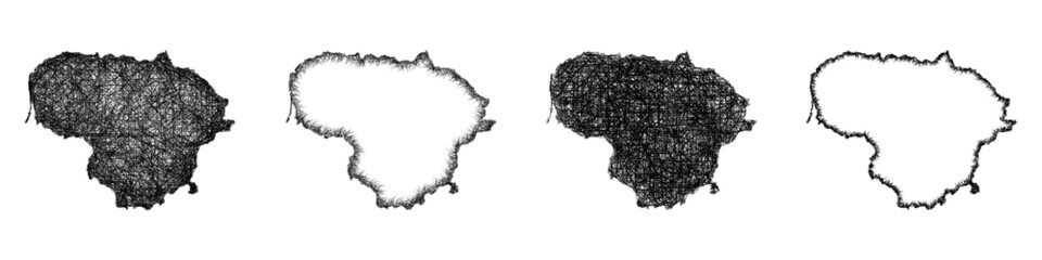 Sketch Lithuania map design set