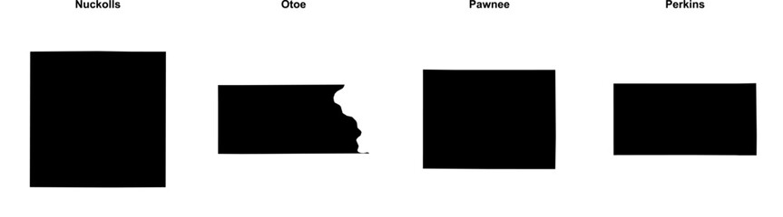 Nuckolls, Otoe, Pawnee, Perkins outline maps