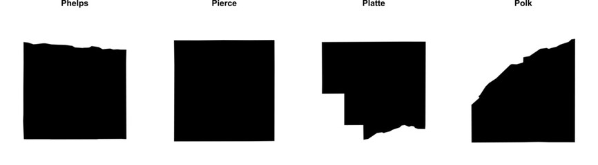 Phelps, Pierce, Platte, Polk outline maps