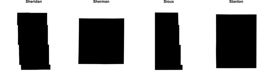 Sheridan, Sherman, Sioux, Stanton outline maps