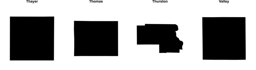 Thayer, Thomas, Thurston, Valley outline maps
