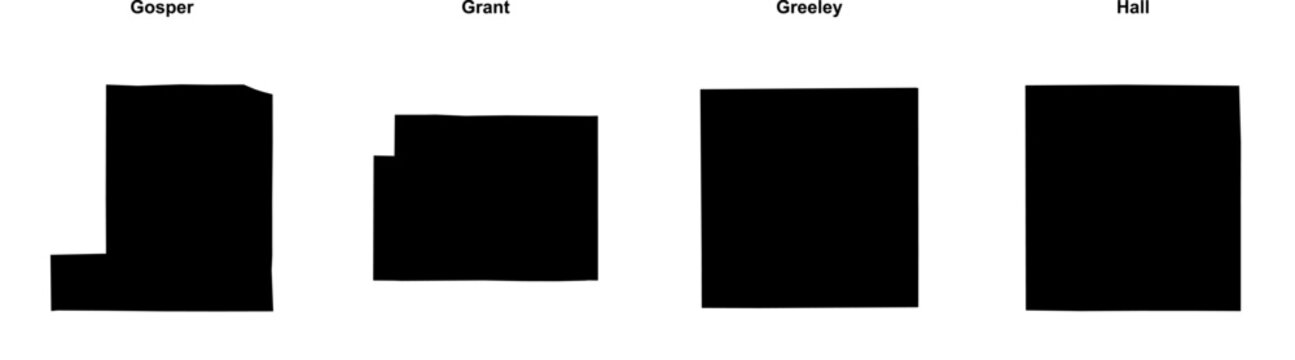 Gosper, Grant, Greeley, Hall outline maps