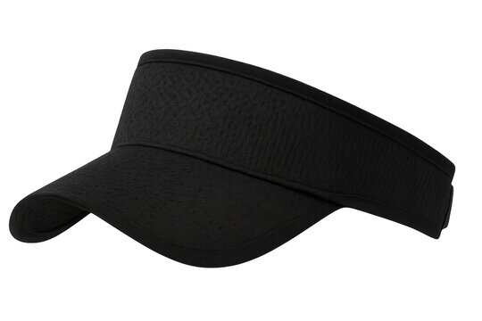 Black sports visor hat on transparent background