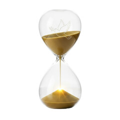 Hourglass with sand and dove symbol