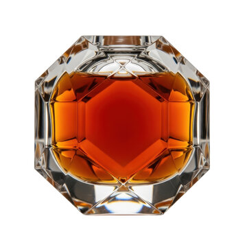 Luxury amber perfume in crystal bottle