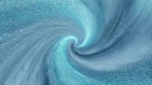 Abstract blue vortex with swirling textures, light particles