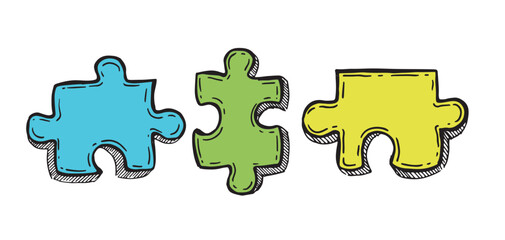 Autism Awareness Day, colorful Puzzle Design, hand drawn.	
