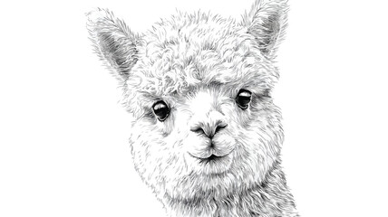 Fototapeta premium Cute Baby Alpaca Portrait on White Background Vector