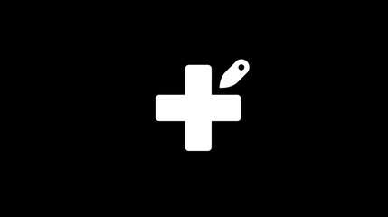 Obraz premium A stark, minimalist composition featuring a bright white cross intersected by a stylized drawing tool