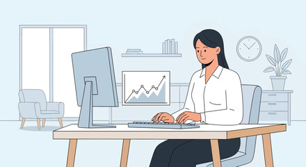 Fototapeta premium Businesswoman working on computer at desk