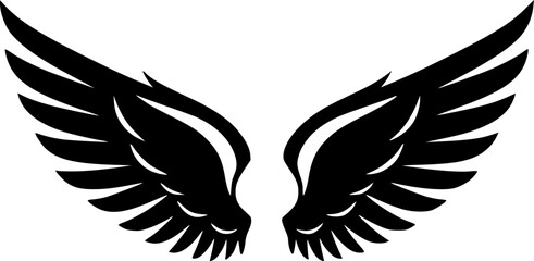 Fototapeta premium Angel wings Vector Black Silhouette Design For T-Shirt 