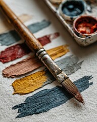 Digital detox inspiration watercolor palette and brush tranquil workspace artistic retreat aesthetic serenity