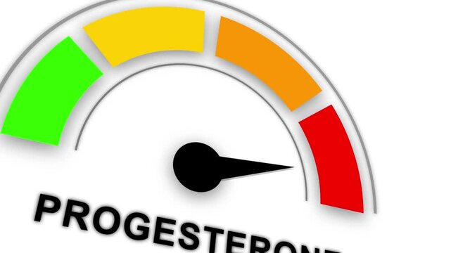 Animated progesterone level meter decreasing from normal to low level for concept.3d video