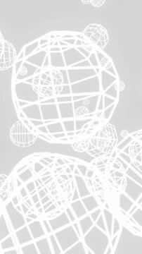 white ico sphere wire glow motion graphics, animation, glow mesh sphere on white background