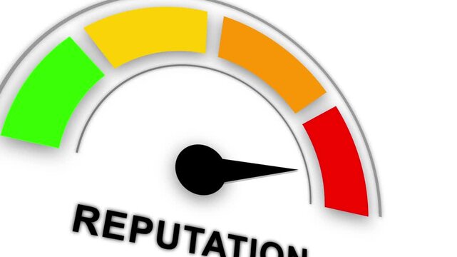 Reputation Meter Animation: Low to High Gauge Indicator. 3d video
