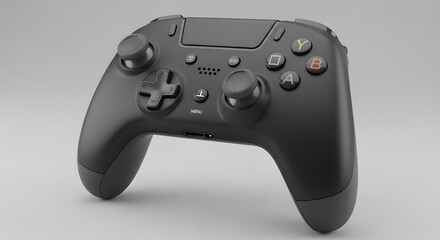 Modern Black Gaming Controller Isolated on Neutral Background for Esports and Entertainment