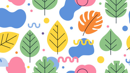 Colorful abstract leaf pattern with shapes for design