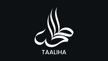 Obraz premium Modern Taaliha logo with elegant white design on black background.