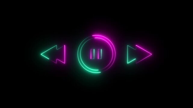 Audio player bar icon. Player button with play, pause, next, previous symbol animation. simple icon animation.