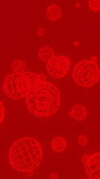 red ico sphere wire glow motion graphics, animation, glow mesh sphere on red background