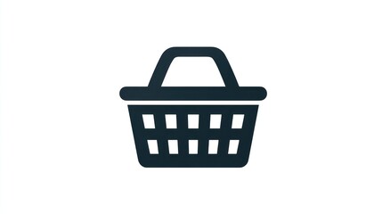 Fototapeta premium Dark Blue Basket Icon on White Background Shopping Concept