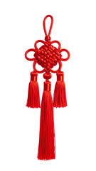 Obraz premium Vibrant red Chinese knot ornament with tassels for good luck and decoration