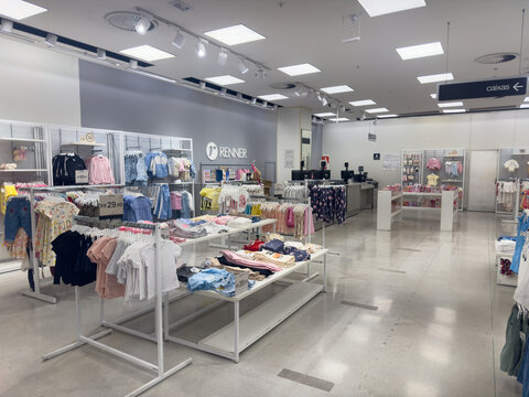BELO HORIZONTE, MG, BRAZIL, JANUARY 27, 2026 A modern clothing store with racks of colorful garments and a sleek interior design