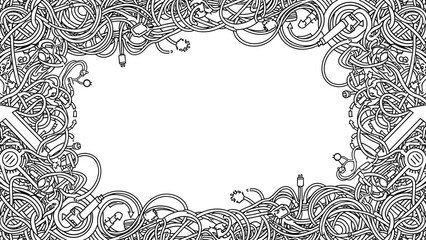 Obraz premium Intricate black and white ornate frame with swirling patterns and designs