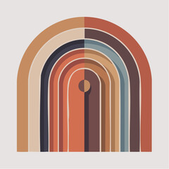 Fototapeta premium symmetrical concentric arches in earthy tones with split central circle on gray background