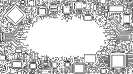 Obraz premium Circuit board with various components and empty squares
