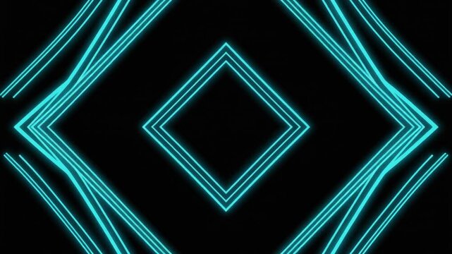 Abstract Neon Diamond Geometric Pattern Overlay on Black Background, Futuristic Digital Art Design