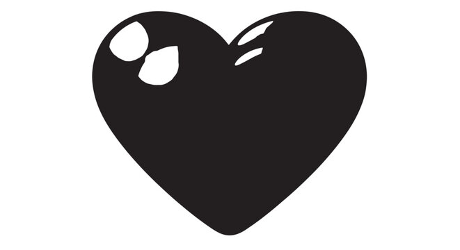 Minimalist black heart icon for romance, design, and graphic projects.