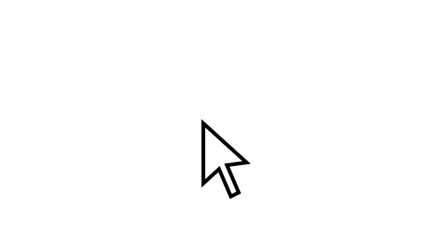 Classic white mouse cursor arrow clicking animation. Computer pointer icon interacting on white background for web and interface concepts.