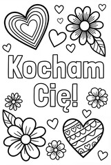 Kocham Cię napis, ilustracja © ComBart