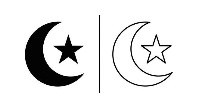 Islamic crescent star symbol design Vector