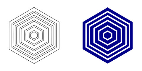 Geometric Snowflake Icon, Outline and Solid Blue Silhouette, Hexagonal Mandala Illustration for Winter Holiday Decor, Christmas Ornament Vector, Cold Weather Graphic, 4K © Afaq