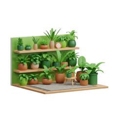 Indoor Plant Collection on Shelves