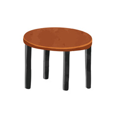 ブラウンの丸テーブル　水彩風ベクター手描きイラスト