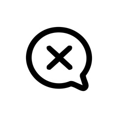Obraz premium Message Close/ Delete Chat Icon – Social Media Simple Outline Icon, Black and White, Isolated Vector