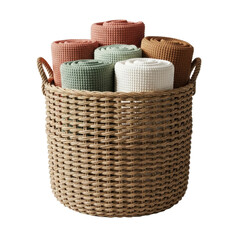 Obraz premium Rolled towels in woven basket