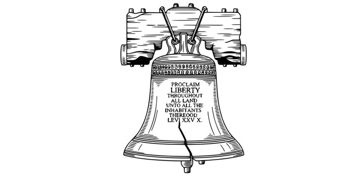 liberty bell line art vector illustration for independence day