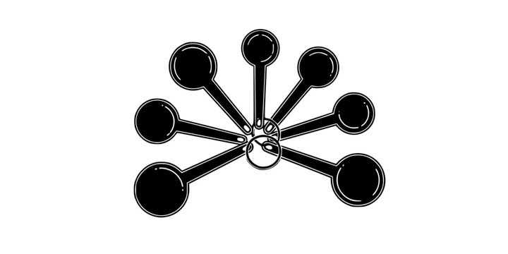 Set of Minimalist black measuring spoon kitchen tool silhouette vector icon
