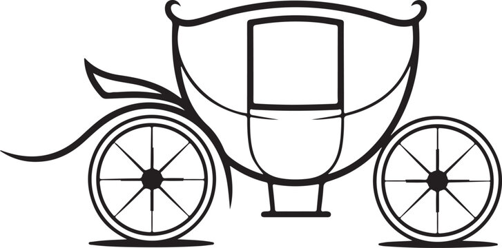 carriage fairytale coach outline vector clipart for wedding design