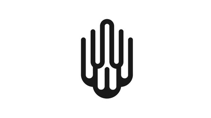 Fototapeta premium Stylized black abstract graphic design, resembling a cluster or organic shape on white background