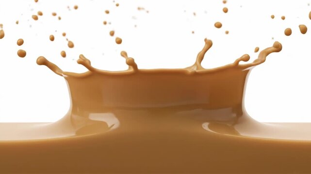 Coffee beans falling into a splashing chocolate