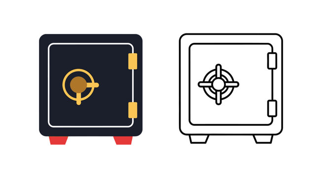 Secure safe deposit box storage security icons Vector