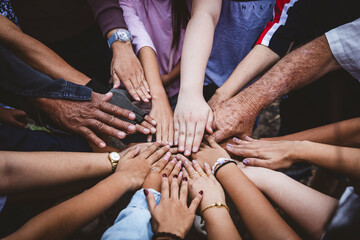 group of people hands together