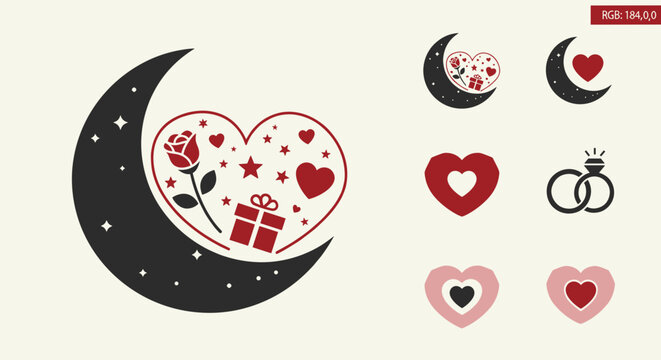 Heart Shapes and Symbols for Love.